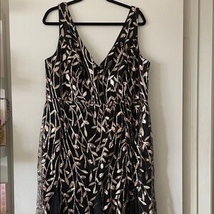 EverPretty|Elegant Black and Gold Leaf Pattern Dress|size 20 2XL